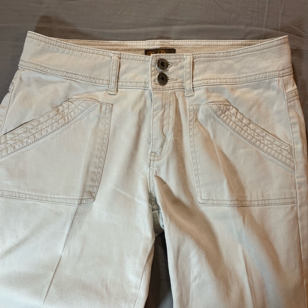 Be Bop Cream Wide Leg Pants with Front and Back Pockets, Size 9